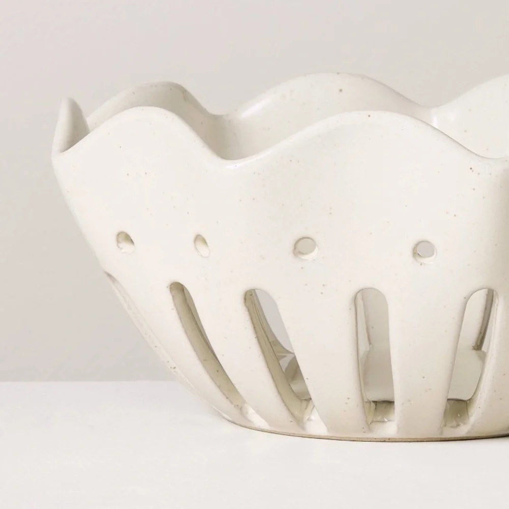Hearth & Hand Large Wavy Edge Berry Bowl Sour Cream
